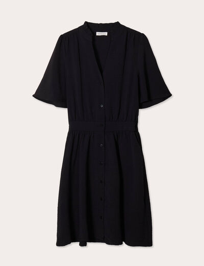 Robe évasée taille smockée noir femme
