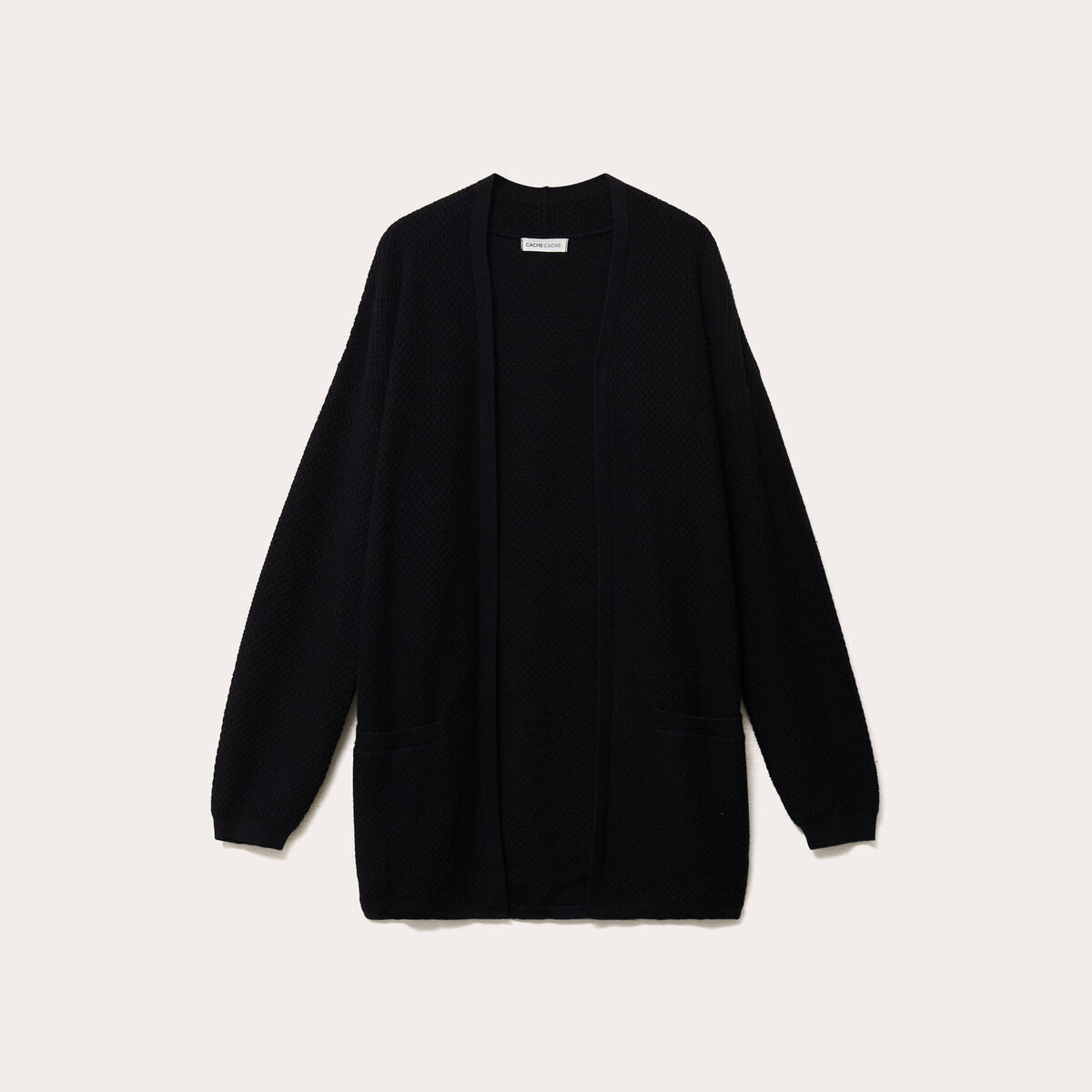Gilet &agrave; pans manches longues avec poches noir femme