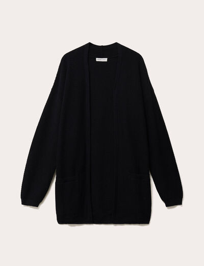 Gilet &agrave; pans manches longues avec poches noir femme