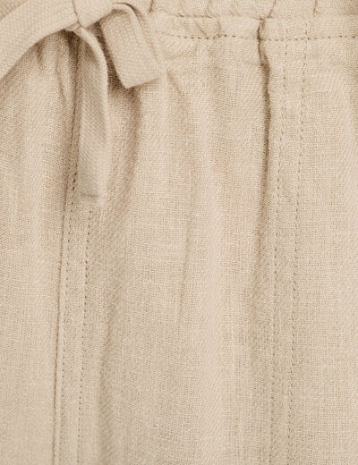 Pantalon carotte contenant du lin beige femme