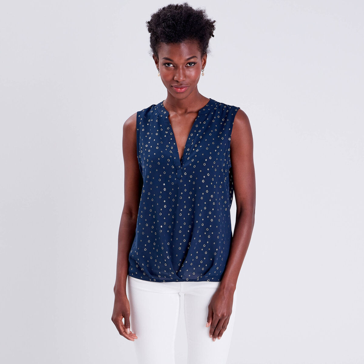 Blouse sans manches bleu marine femme