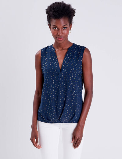 Blouse sans manches bleu marine femme