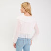 Blouse bi-mati&egrave;re oversize col v ecru femme