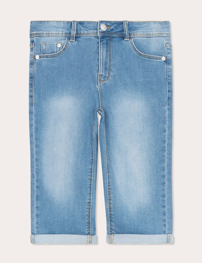 Bermuda slim en jean denim double stone femme