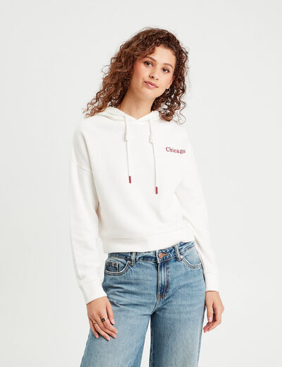Sweat à capuche ecru femme