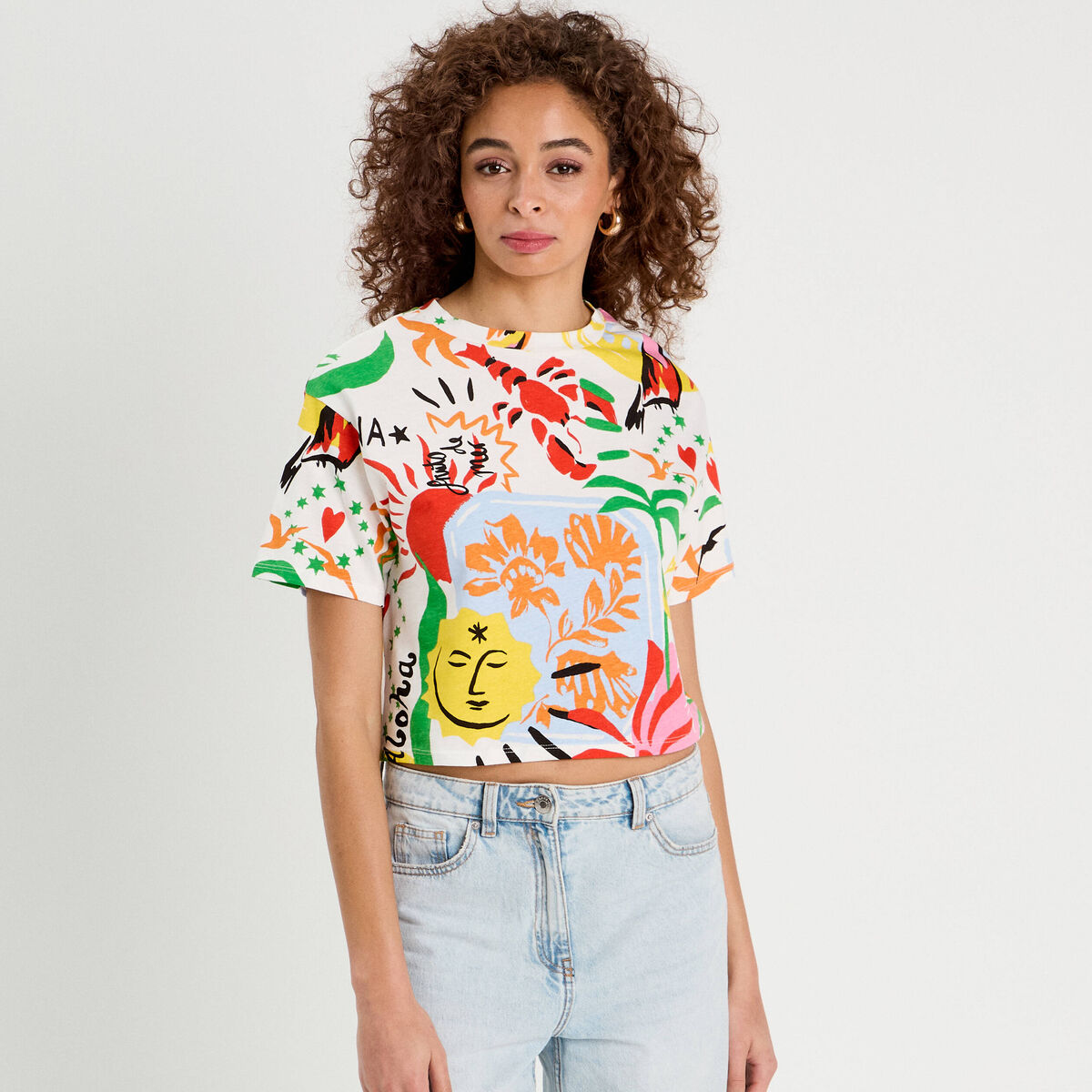T-shirt cropped blanc femme