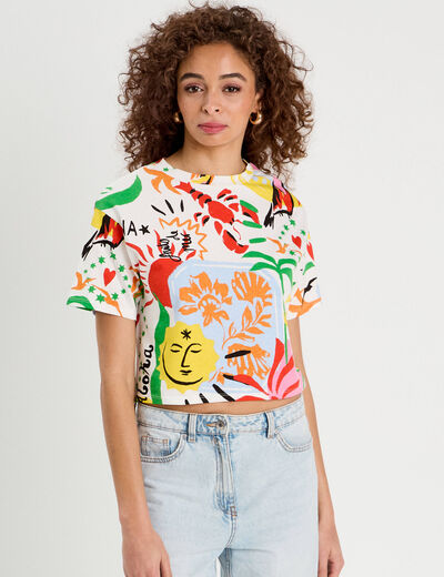 T-shirt cropped blanc femme