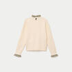 Pull col chemise manches longues sable femme