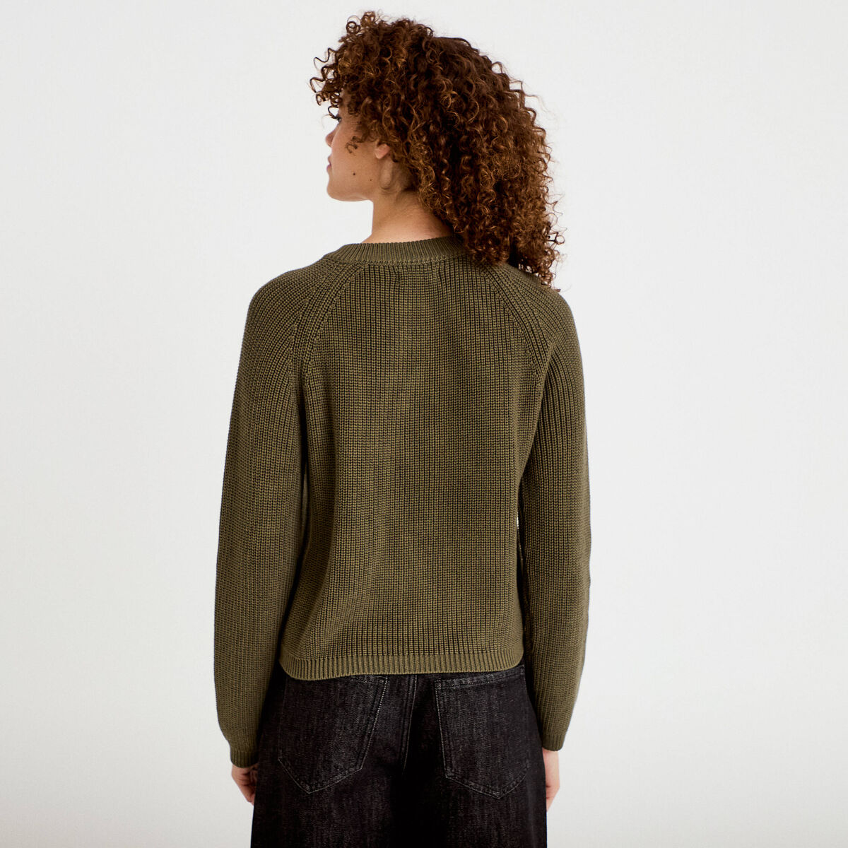 Gilet manches longues vert kaki femme