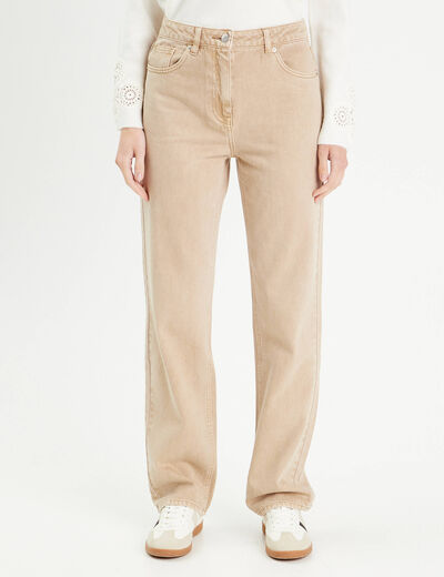 Jeans droit 5 poches sable femme