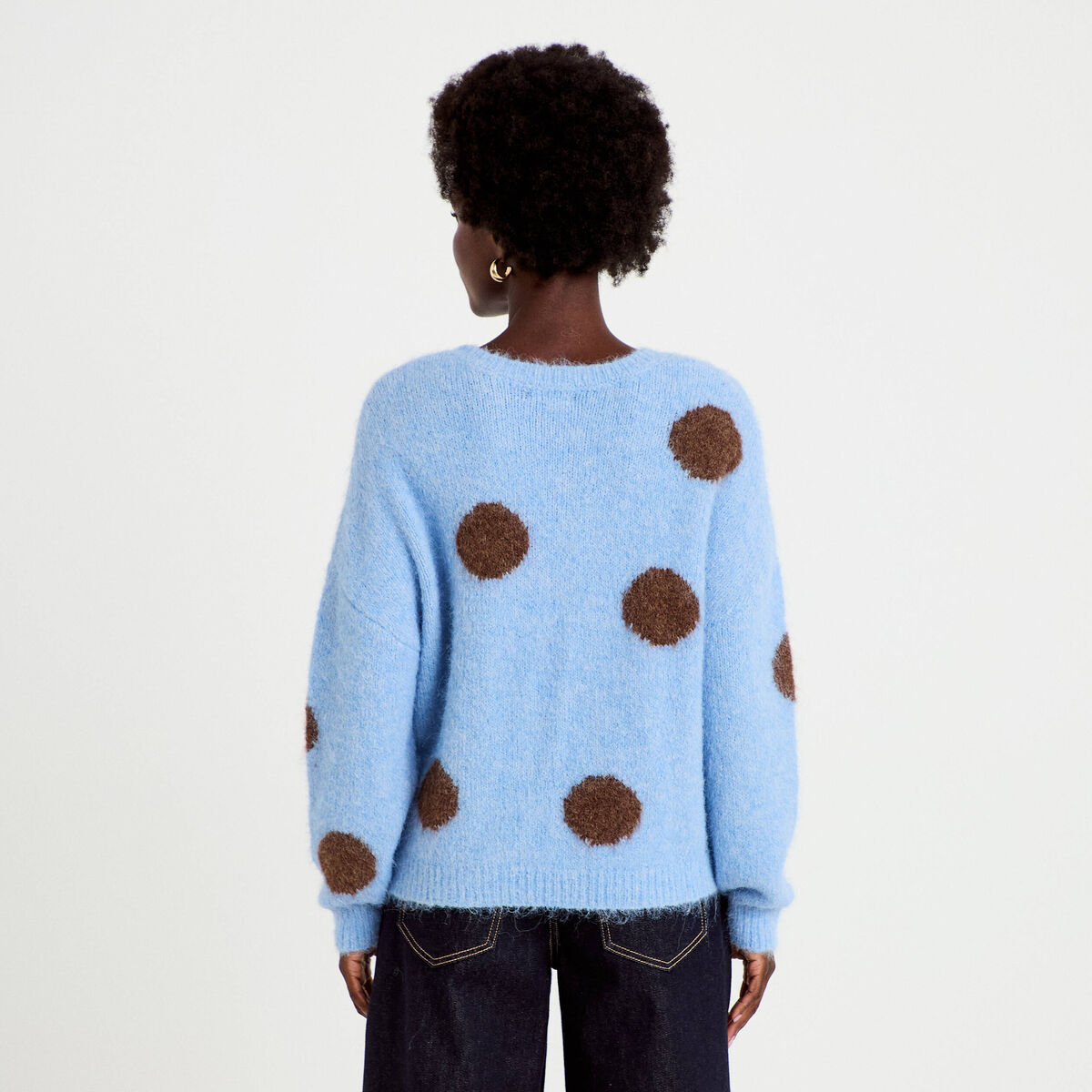Pull manches longues bleu ciel femme