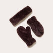 Set bandeau et gants fausse fourrure marron fonc&eacute; femme