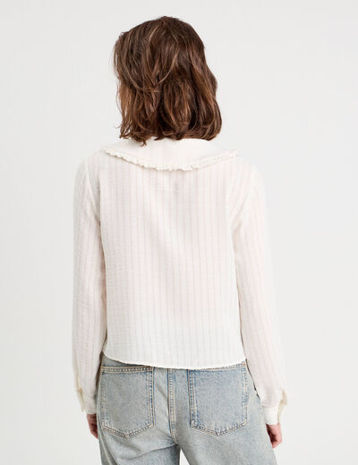Blouse col claudine ecru femme