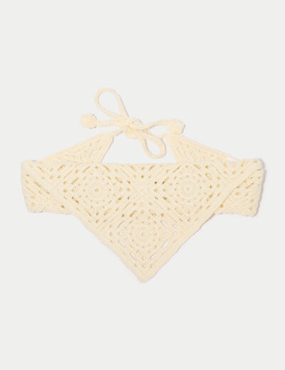Foulard crochet ecru femme