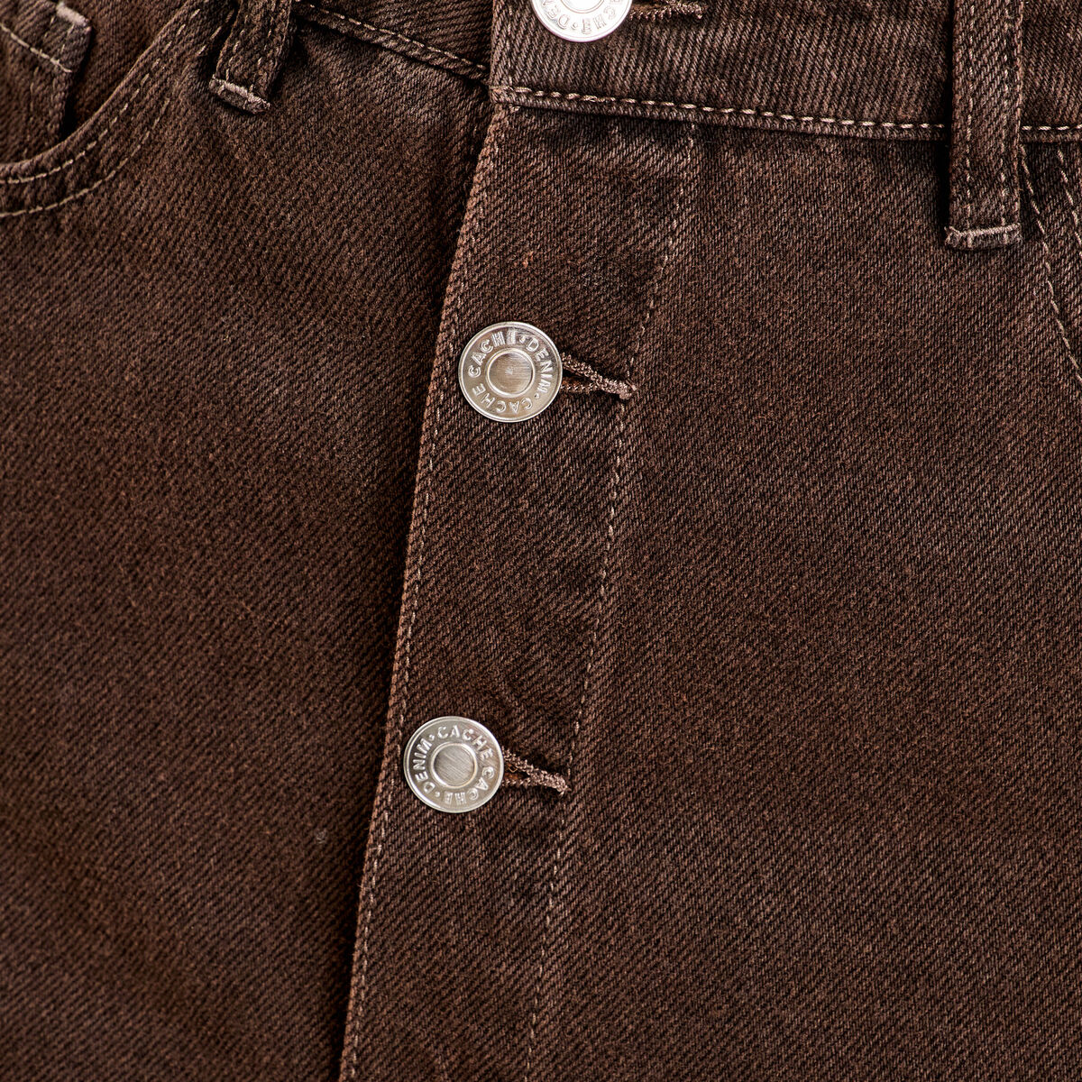 Jupe midi droite en jean marron foncé femme