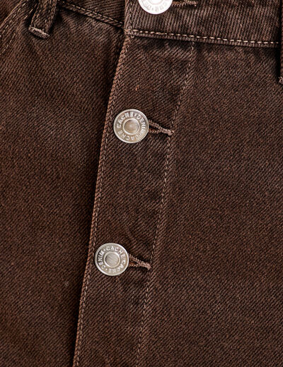 Jupe midi droite en jean marron foncé femme