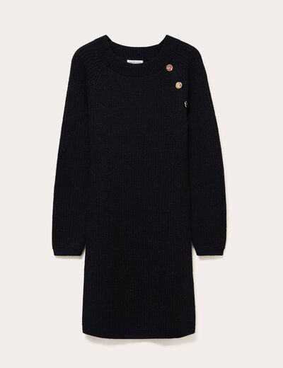 Robe pull d&eacute;tails de boutons noir femme