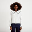 Blouse broderie manches longues ecru femme
