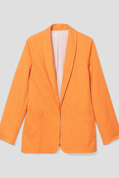 Veste esprit blazer col châle orange femme
