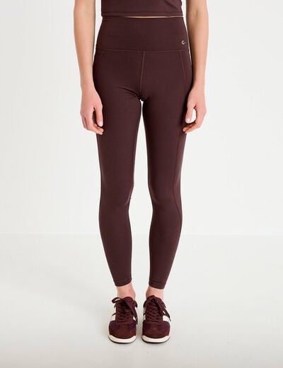 Leggings taille haute marron fonc&eacute; femme