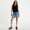 D&eacute;bardeur col rond aspect dentelle noir femme