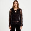 Blouse manches longues en dentelle noir femme