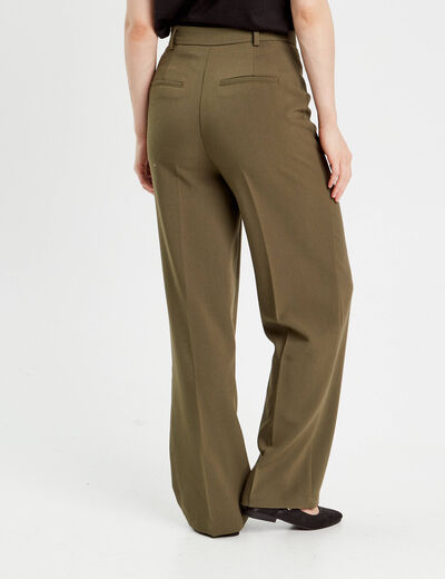 Pantalon city large vert kaki femme