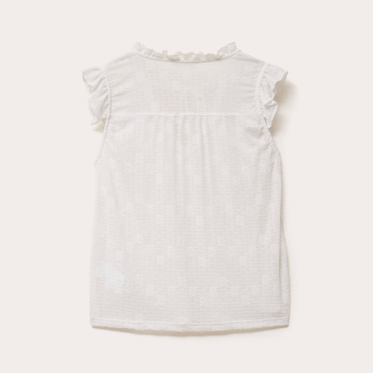 Blouse droite sans manches ecru femme