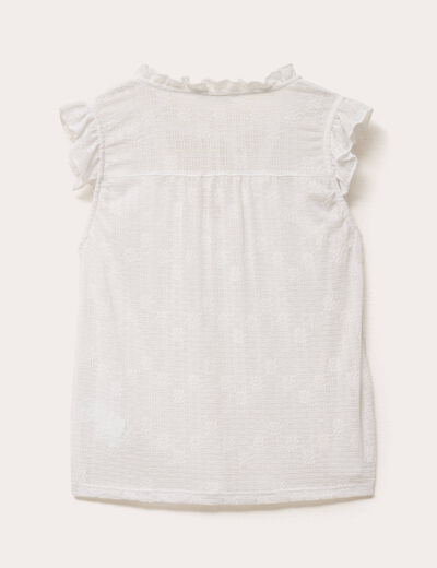 Blouse droite sans manches ecru femme