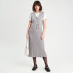 Jupe tricot midi droite gris clair femme