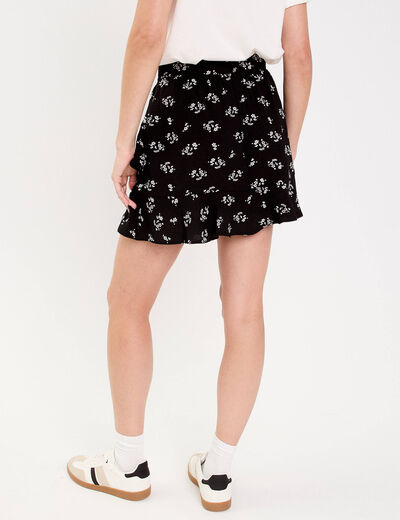jupe courte évasée doublure recyclée noir femme