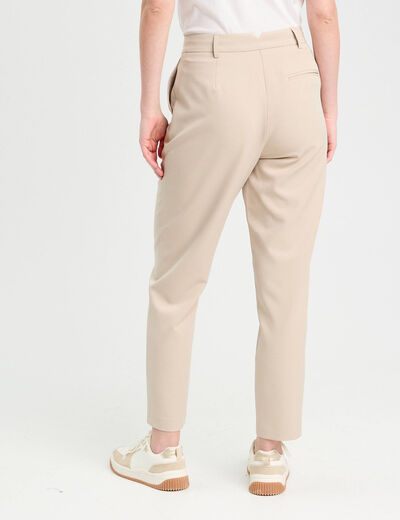 Pantalon carotte taupe femme