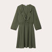 Robe évasée avec volants vert kaki femme