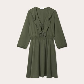 robe evasee avec volants vert kaki femme Robe évasée avec volants vert kaki femme