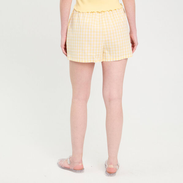 short droit taille elastiquee jaune femme Short droit taille élastiquée jaune femme