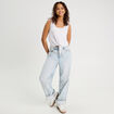 Débardeur cropped noué blanc femme