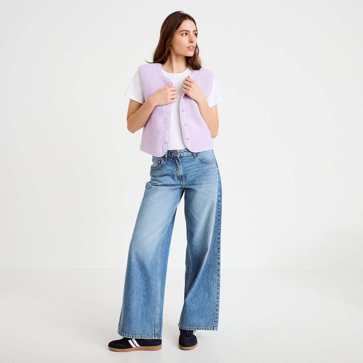 Gilet sans manches effet polaire parme femme