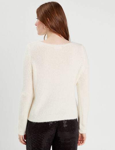 Pull manches longues ecru femme