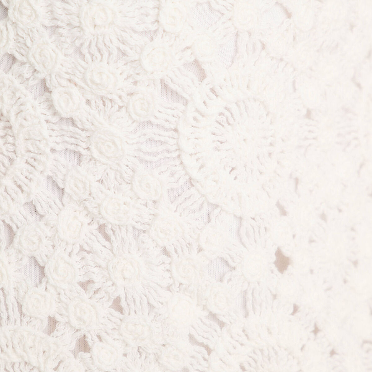 Gilet noué effet crochet ecru femme