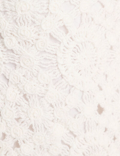 Gilet noué effet crochet ecru femme