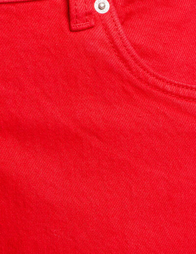 Jeans droit 5 poches rouge femme