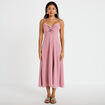 Robe longue &eacute;vas&eacute;e fendue vieux rose femme