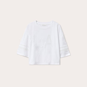 t shirt cropped brode blanc femme T-shirt cropped brodé blanc femme