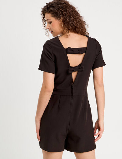 Combishort ajustée noeud dos noir femme