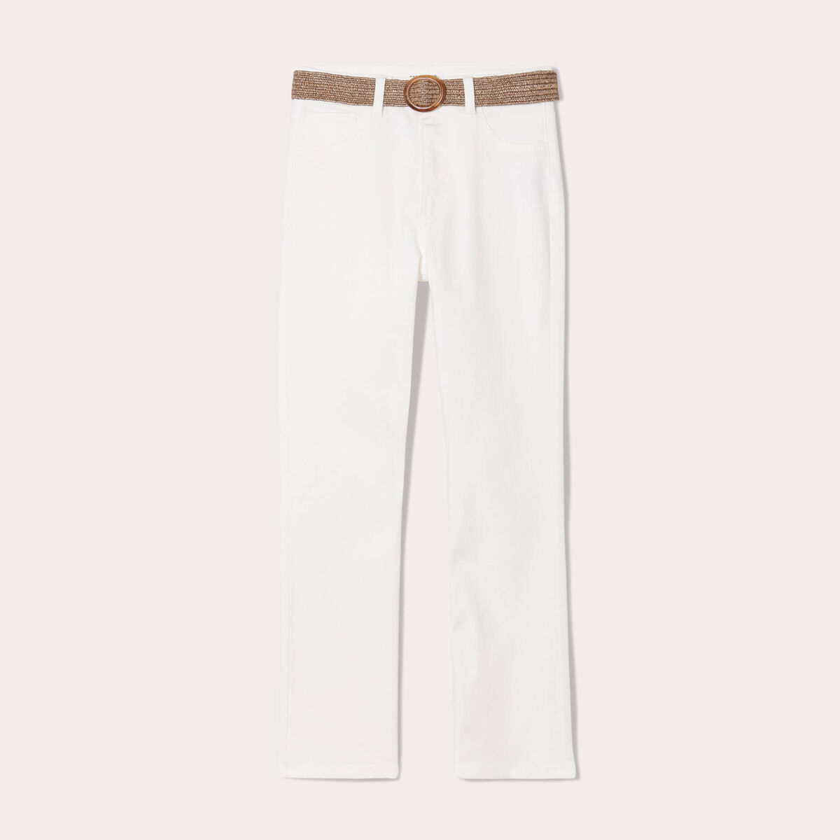 Jean bootcut cropped taille haute ecru femme