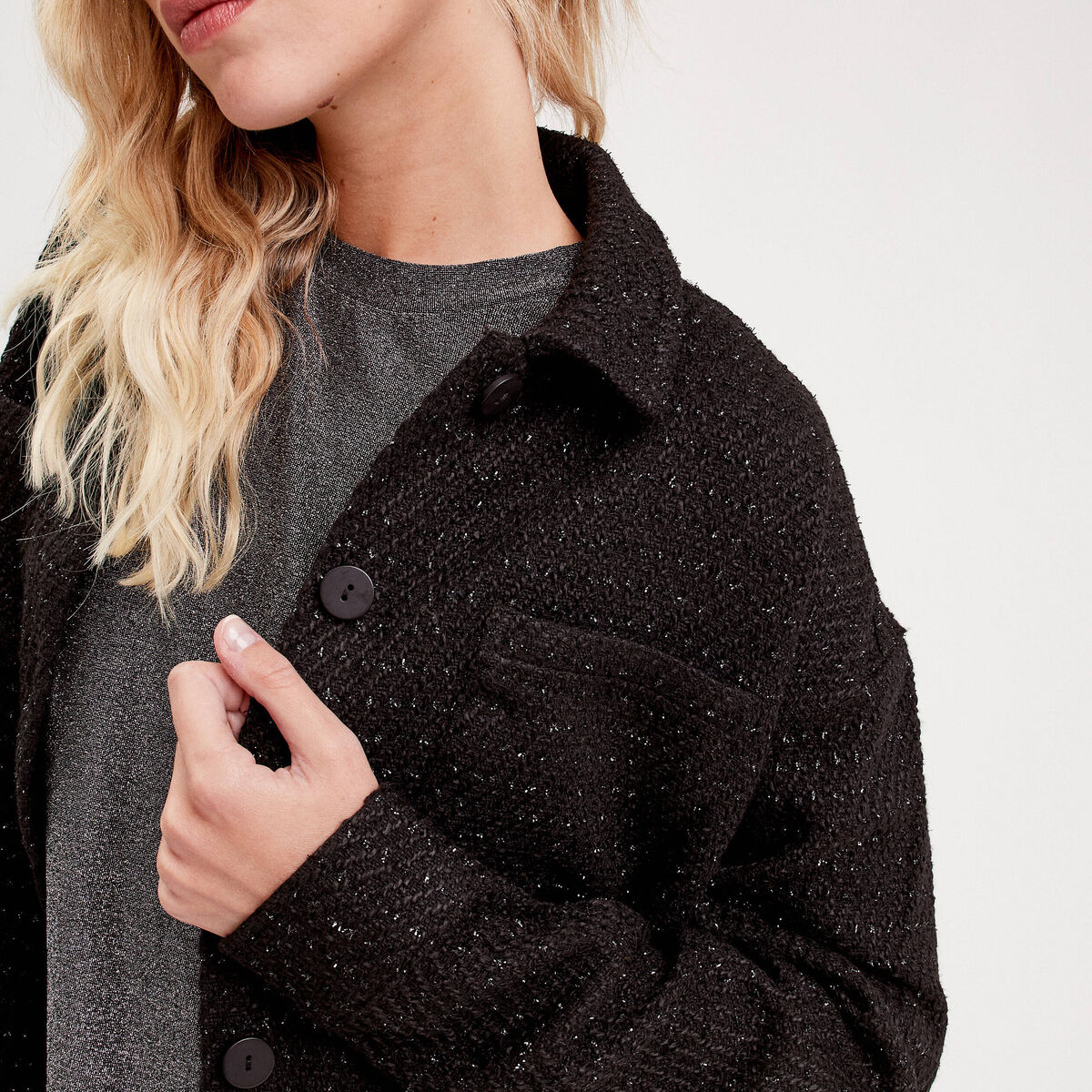 Surchemise manches longues noir femme