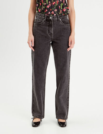 Jeans droit 5 poches denim noir femme