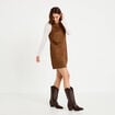 Robe courte droite sans manches marron femme