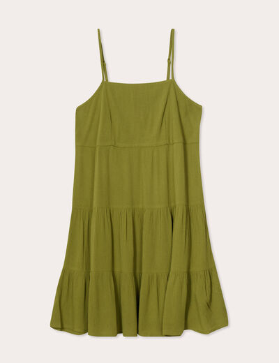 Robe évasée bretelles vert foncé femme