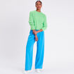 Pull cropped col rond vert femme